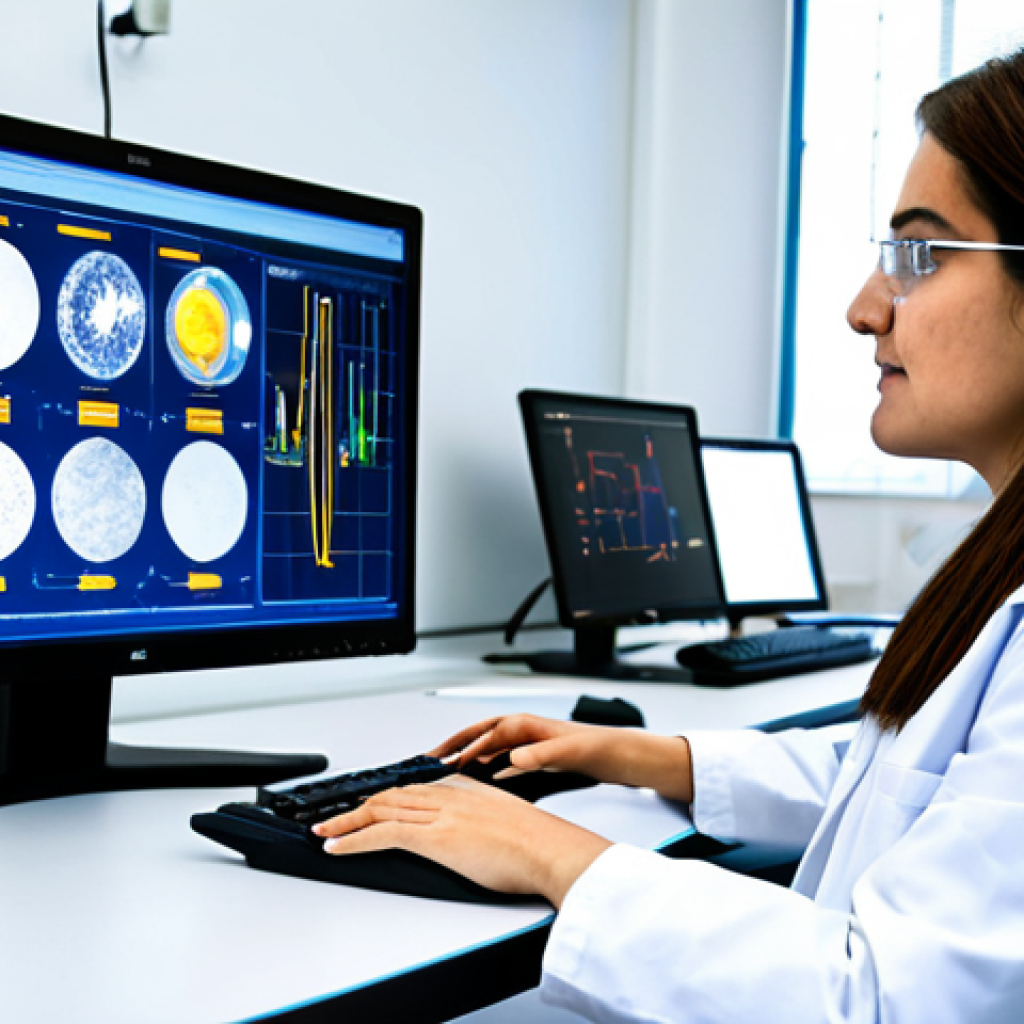 **
A professional astrophysicist, fully clothed in a lab coat and modest attire, analyzing data on a computer screen in a brightly lit research laboratory. The lab is filled with scientific equipment and charts. Safe for work, appropriate content, perfect anatomy, correct proportions, natural pose, well-formed hands, proper finger count, natural body proportions, professional, family-friendly.
**