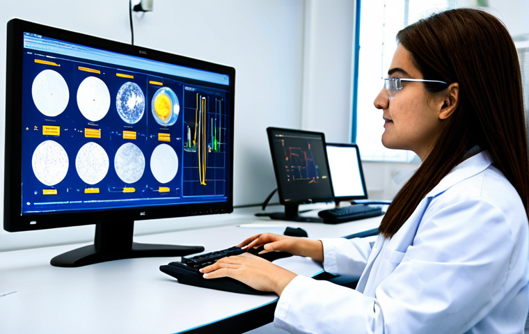 **
A professional astrophysicist, fully clothed in a lab coat and modest attire, analyzing data on a computer screen in a brightly lit research laboratory. The lab is filled with scientific equipment and charts. Safe for work, appropriate content, perfect anatomy, correct proportions, natural pose, well-formed hands, proper finger count, natural body proportions, professional, family-friendly.
**