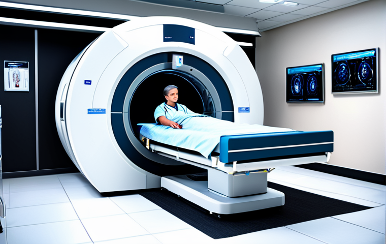 **Medical Imaging Technology:** "A state-of-the-art MRI machine scanning a patient (fully clothed). Modern hospital setting. High detail, realistic rendering, perfect anatomy, correct proportions, safe for work, appropriate content, professional, family-friendly."