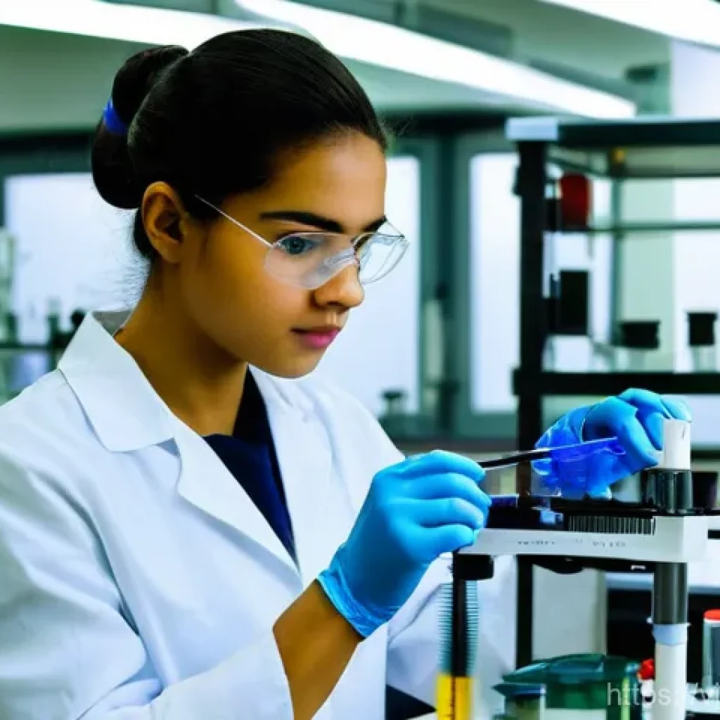 물리학 실험 장비 사용법 - **Prompt 1: Meticulous Lab Preparation**
"A 16-year-old female student, wearing a clean white la...