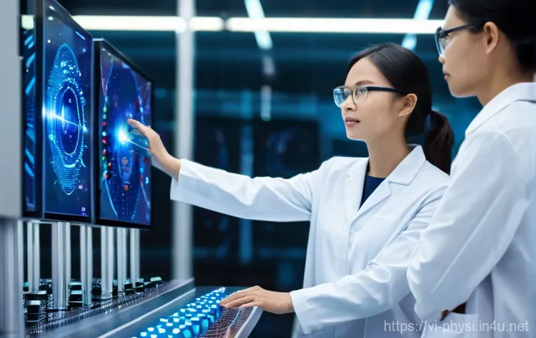 물리학 박사의 직업군 - **Prompt 1: High-Tech Physics Lab**
"A sleek, high-resolution image of a futuristic research lab...