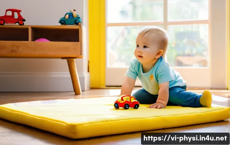 물리학과 데이터 과학의 융합 - **Prompt:** "A toddler, wearing a clean diaper and a bright yellow t-shirt, sits on a colorful play ...