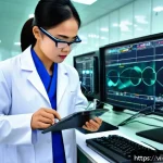 Home 20 물리학의 새로운 실험 기법 - A modern physics laboratory scene showcasing a cutting-edge optical sensor system with ultra-sensiti...